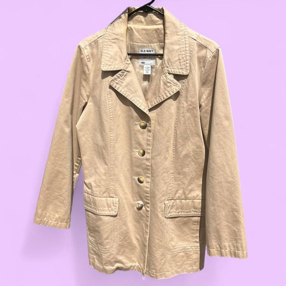 Vintage Old Navy Khaki trench-inspired Cotton Jacket Size L